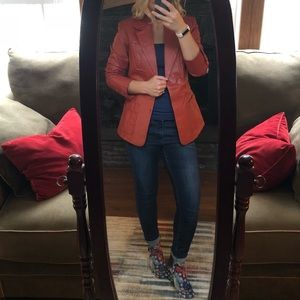 Newport News Crimson Leather Blazer